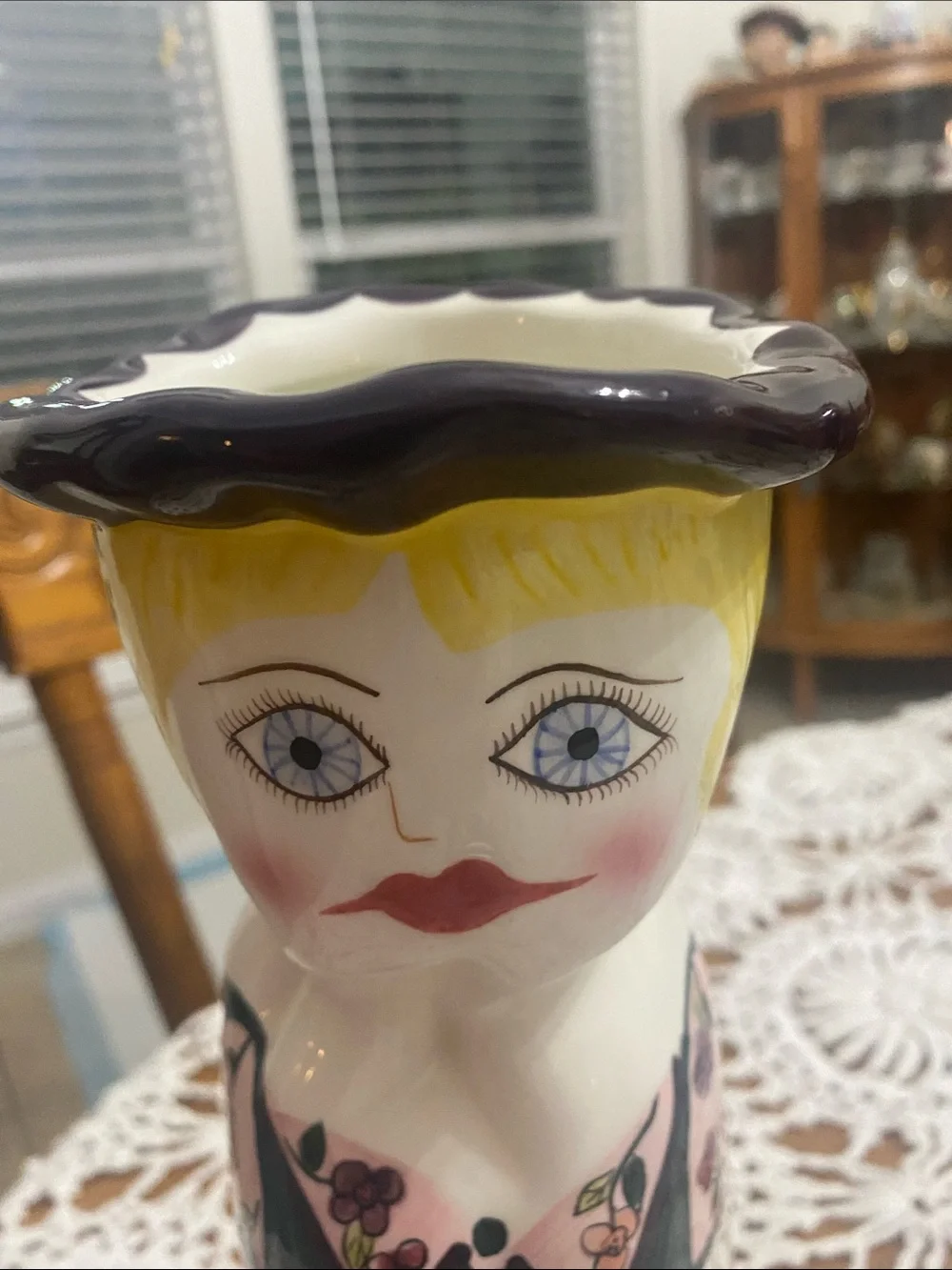 Vintage Susan Paley Hand-Painted  Ceramic Lady Vase “Hillary”